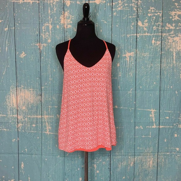 Banana Republic Orange Geometric Print Racer Back Blouse S - Picture 7 of 11